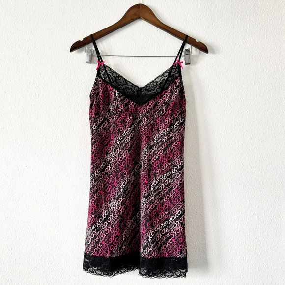 XOXO Other - XOXO Black Hearts Nightie Dress Lace Nightgown Size 6/Medium Feminine